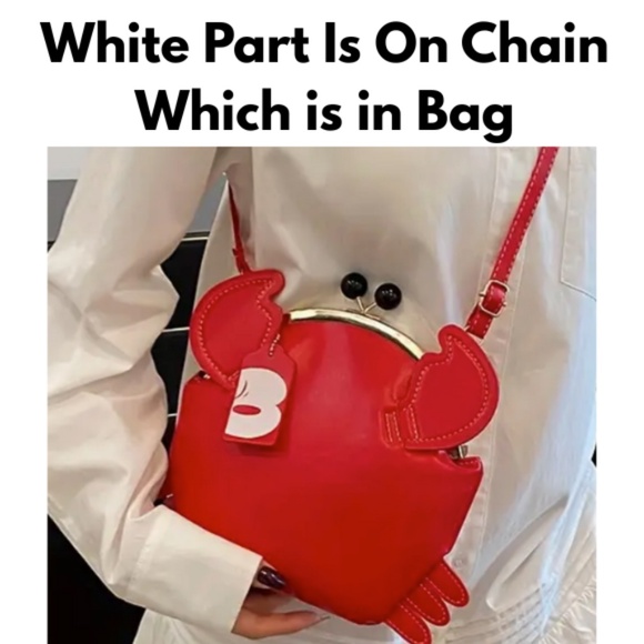 CRAB SHAPE BAG - RED FUN NOVELTY PURSE - ADJUSTABLE STRAP IN CRAB FOR CROSSBODY - Picture 4 of 9